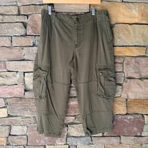 VTG Lauren Ralph Lauren LRL 12 Olive Green Utility Baggy Cargo Crop Women's Pant
